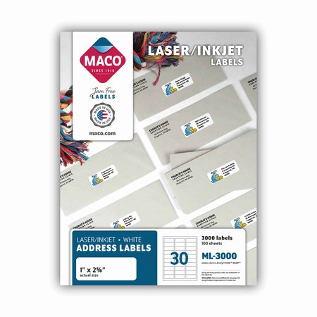 MACO Laser/Inkjet Shipping Labels, PK3000 MML-3000